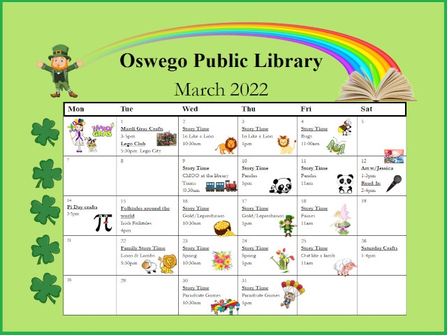 March 2022 Events at Oswego Public Library