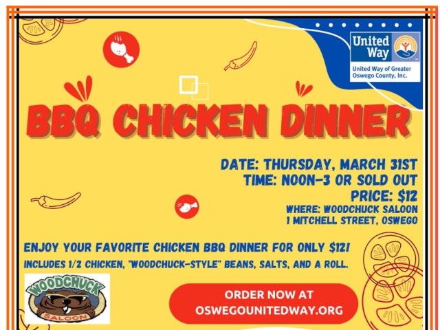 United Way Chicken BBQ at Woodchuck's March 31st