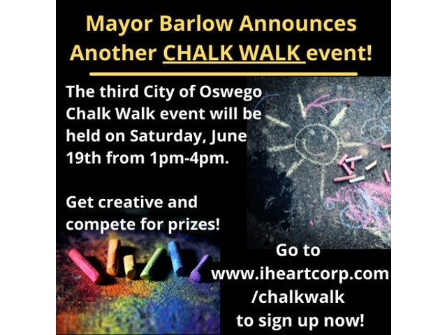 Mayor Barlow Announces 3rd City of Oswego Chalk Walk Event on June 19th