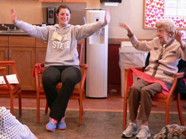 SUNY Oswego Fit Class Helps Keep St. Francis Commons Residents Active and Healthy