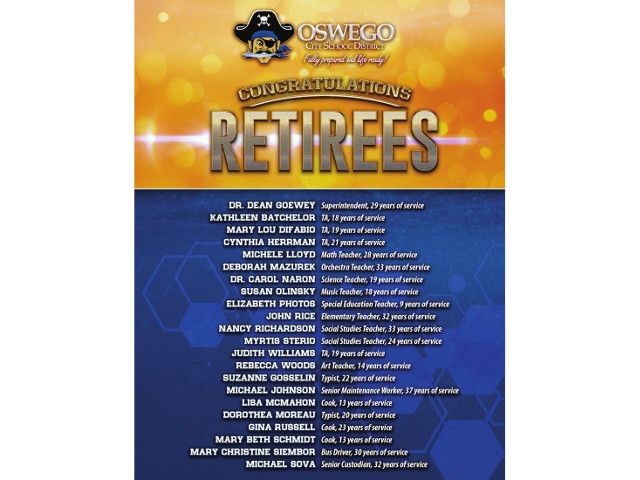Oswego City School District Celebrates 2020 Retirees