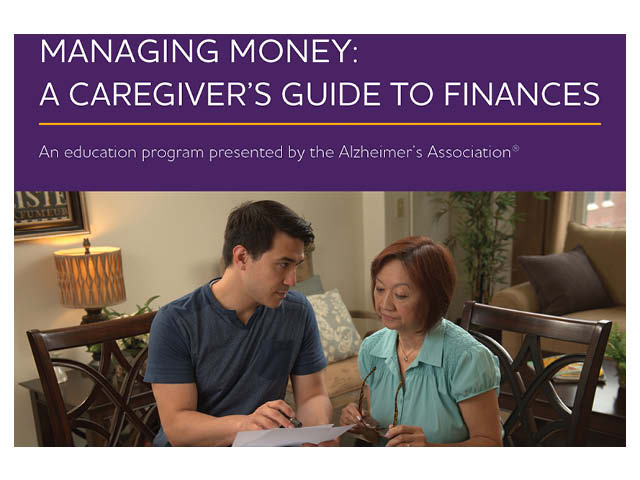 "Managing Money: A Caregiver's Guide to Finances" Educational Program by the Alzheimer's Association at Bishop's Commons in Oswego on November 6th