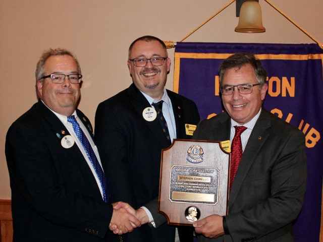 District Governor Visits Fulton Lions, Chirello Receives Melvin Jones Fellowship