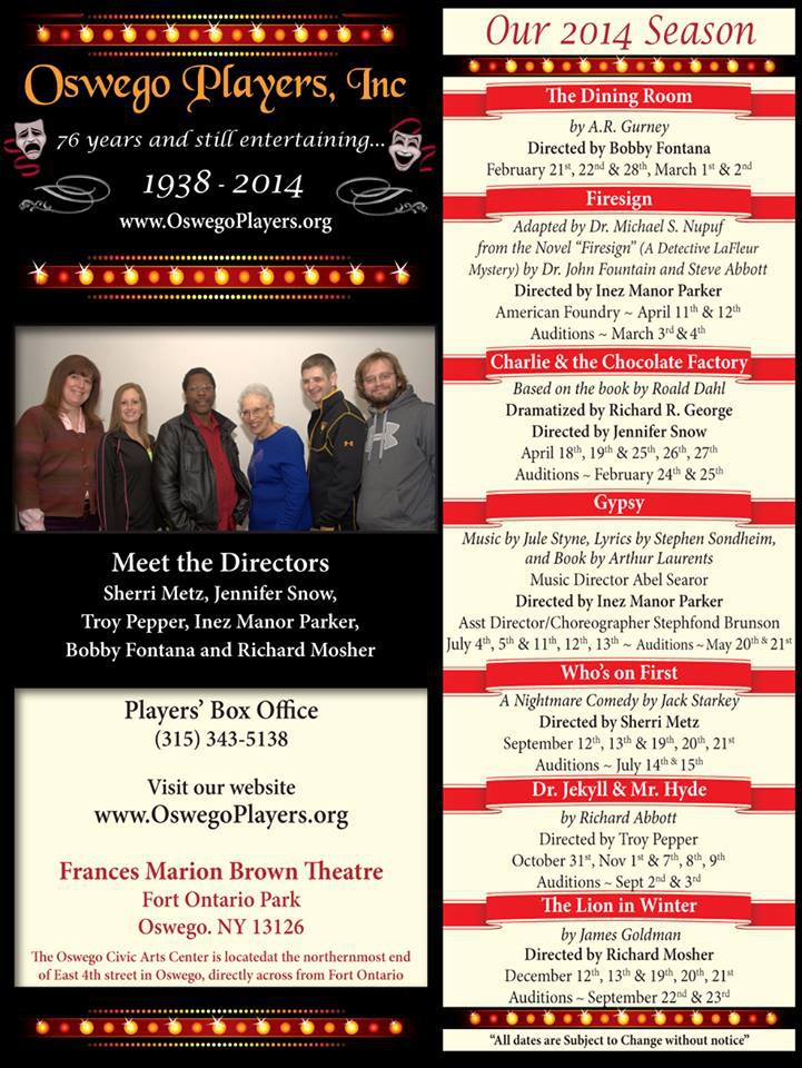 Oswego Players Announce 2014 Schedule with a Twist