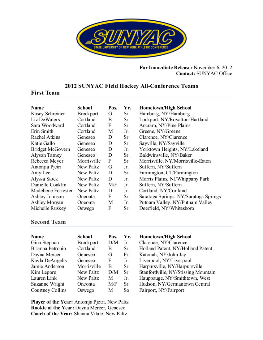 All-Conference Field Hockey Teams