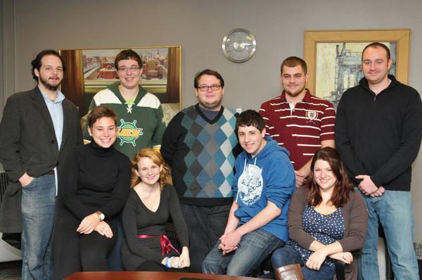 From left are Tyler Eldred, Chelsea Taylor Mahoney, Nick Goodman, Rebecca Anne McCarthy, Fred Maxon, Ben Mikelberg, Dylan Fredette, Robin Rubeo-Laughter and Michael McCabe.