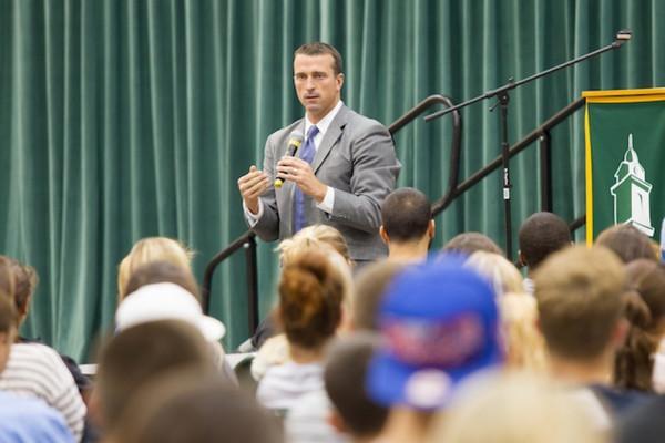 Chris Herren delivers a motivational speech to students at Marano Campus Center.