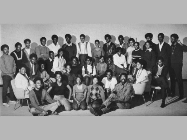 Pioneering members -- Black Student Union members gather in an early photo. The student organization, founded in 1968, has thrived at SUNY Oswego for five decades.